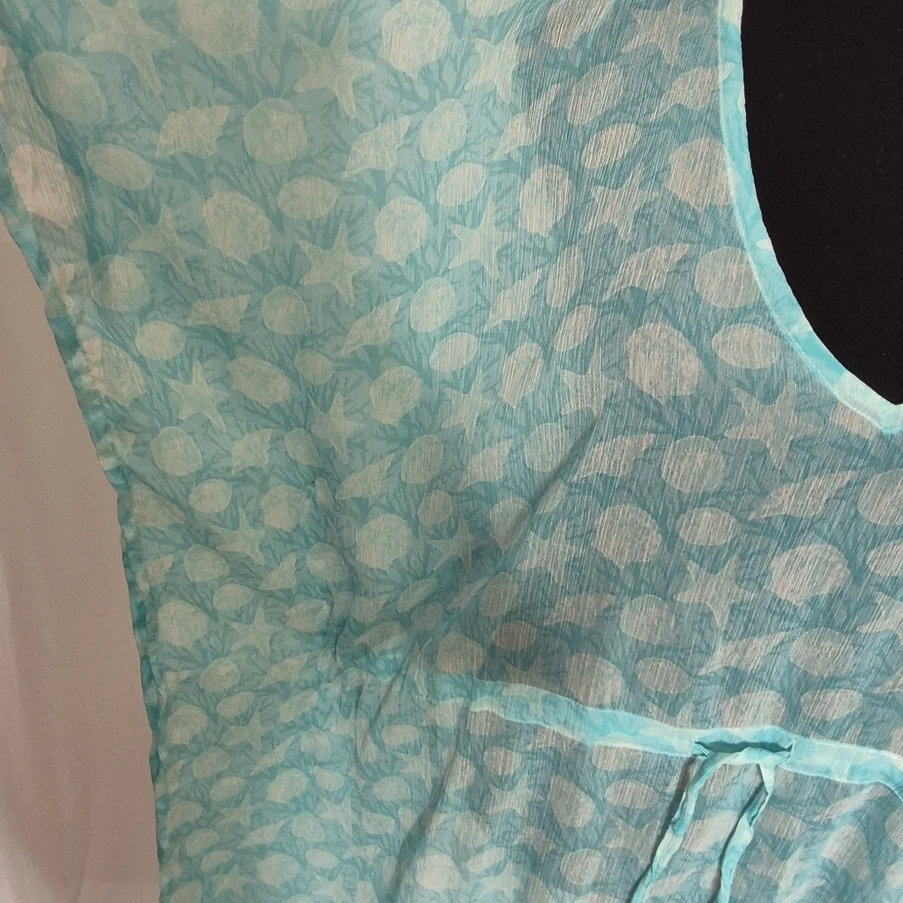 Just (Bee) Aqua Blue Seashell Beach Swim Coverup Sheer - Adjustable / One Size - Picture 9 of 12